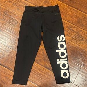 Adidas Black Leggings with Large White Branding